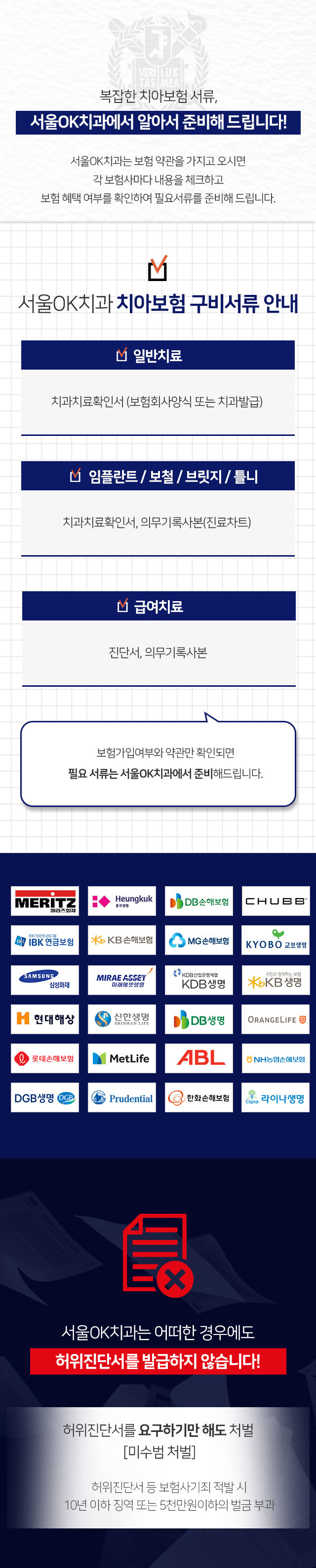 서울OK치과는-보험-약관을-가지고-오시면-각-보험사마다-내용을-체크하고-보험-혜택-여부를-확인하여-필요서류를-준비해-드립니다-치아보험-구비서류-안내-일반치료-치과치료확인서_보험회사-양식-또는-치과발급-임플란트/보철/브릿지/틀니-치과치료확인서,-의무기록사본_진료차트-급여치료-진단서,-의무기록사본-서울OK치과는-어떠한-경우에도-허위진단서를-발급하지-않습니다